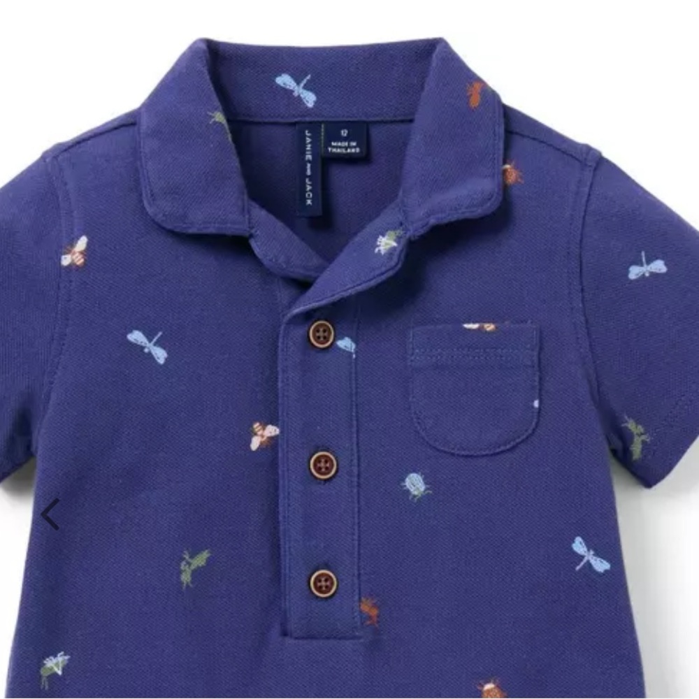 Navy Dragonfly Print Kids Button Down Shirt
